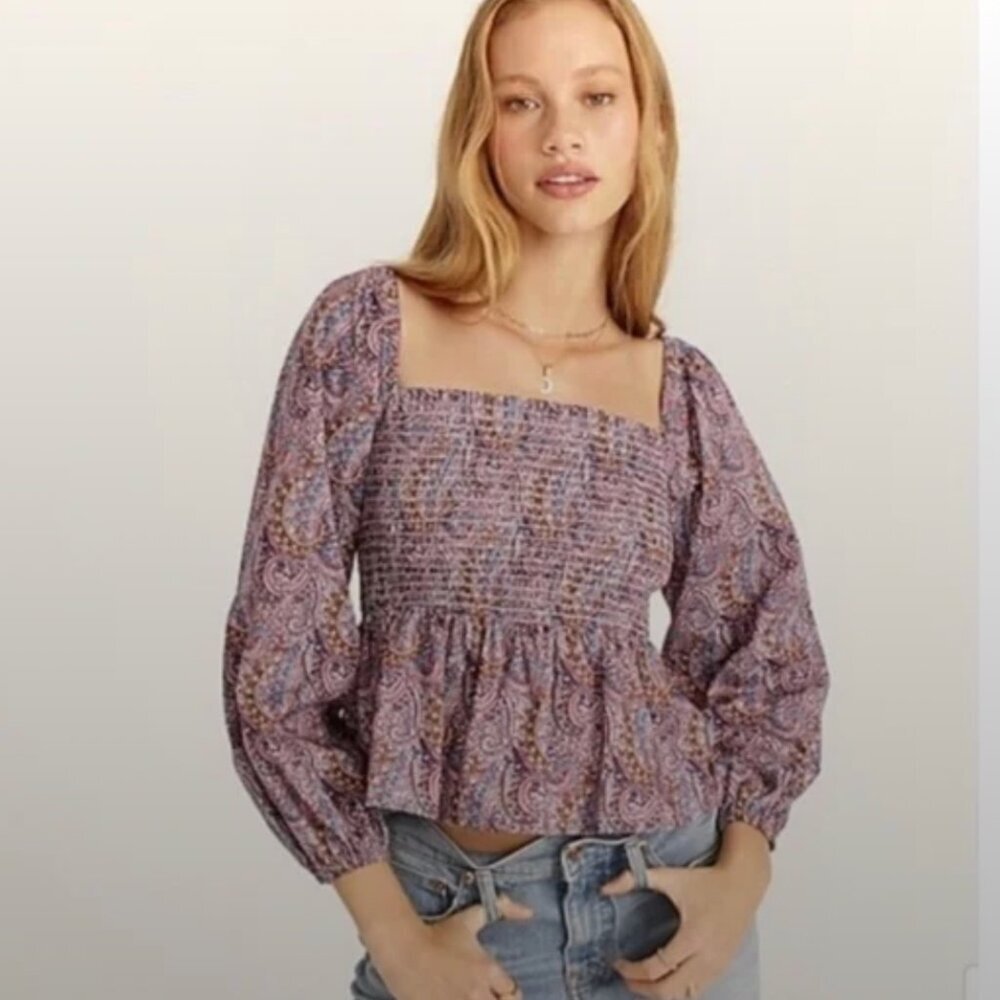 J. Crew Liberty Fabric Tropical Paisley Prince Long Sleeve Top